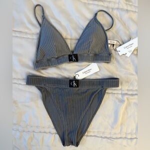Calvin Klein Bikini Gray Ribbed